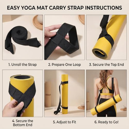 Yoga Mat Wall Mount Holder & Straps for Eyelet Workout Mat Hanging Storage | 2 Hooks, 2 Adjustable Elastic Straps & 1 Carry Sling - Home Gym Storage Hanger for Exercise Mat, Pilates Mats & Foam Rollers