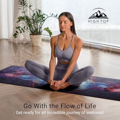 HIGHTOP Yoga Mat with Strap Non-Slip 6mm Thick, Premium Suede & TPE Water Flow Design (72”x24”) Yoga, Hot Yoga, Pilates and Sweaty Workout