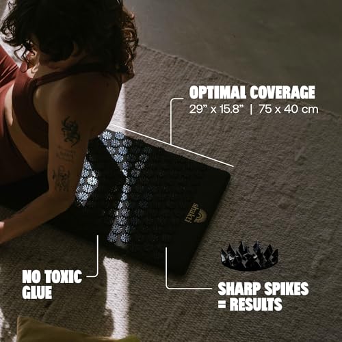 ShaktiMat Premium Acupressure Mat & All-Over Pillow Set, Level 3 Intensity in Black, Thousands of Signature Spikes that Massage Muscles, Aid Sleep & Unlock Inner Tension | Similar to Acupuncture