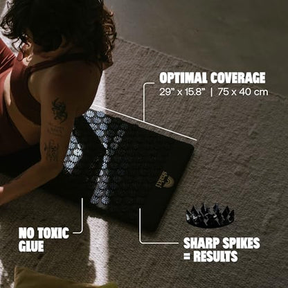 ShaktiMat Premium Acupressure Mat & All-Over Pillow Set, Level 3 Intensity in Black, Thousands of Signature Spikes that Massage Muscles, Aid Sleep & Unlock Inner Tension | Similar to Acupuncture