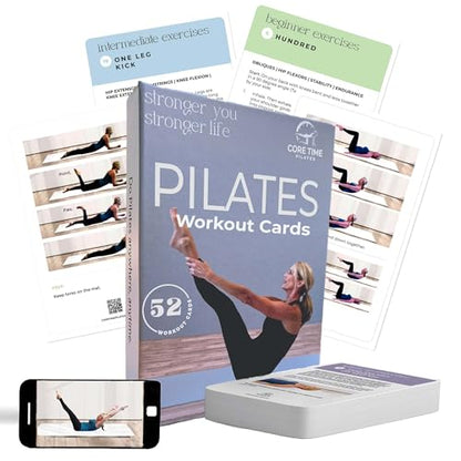 52 Premium Pilates Cards - 40 Pilates exercises- Ideal for Beginners or Students- Led by Stott Pilates Certified Instructor- Detailed photos- Video Instructions - Do Pilates at Home- No equipment needed.
