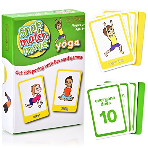 Yoga Cards for Kids, Play Yoga Games with 20 Poses, 52 Cards | Memory Matching, Go Fish & Snap, Yoga Pretzel Exercise Flashcards for Classroom, Homeschool PE, Instructions, Ages 3+ - style: Kids Yoga Cards