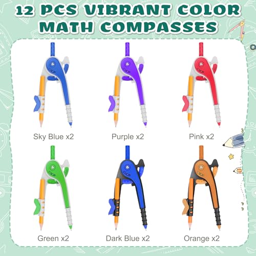 36 Pack Math Compass & Protractor Geometry Math Plastic Ruler Set Drawing Compass with Pencils 6 Inch Plastic Protractor for Geometry Bulk for Office Woodworking Art Drawing - style: 36 Pack