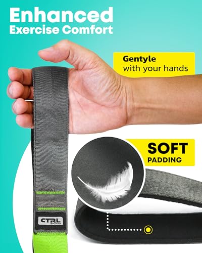Stretching Strap with Loops - Non Elastic Yoga Strap for Physical Therapy - style: 12 Loops - Green