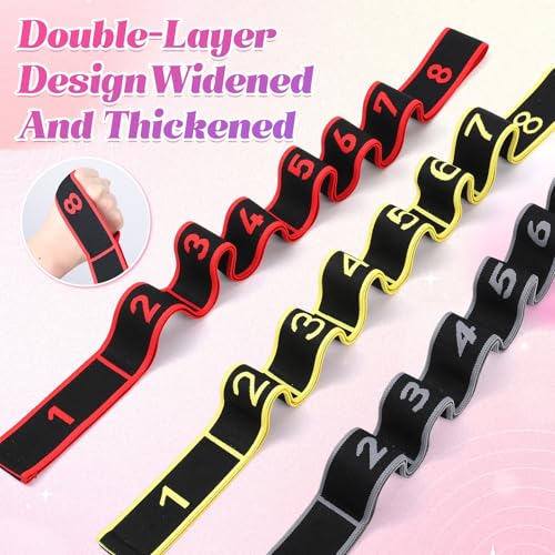 Fitness Resistance Band for Stretching and Yoga, Multifunction Tension Rope,8 Loops Elastic Exercise Bands,Adjustable Bands,for Full Body Stretching Shaping and Training - color: Red+Grey+Yellow