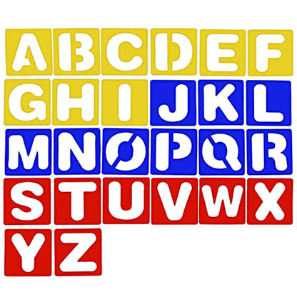 TecUnite 26 Pcs Alphabet Stencils Set, Plastic Letter Templates for Crafts | 7 x 7 Inches, Complete A-Z Letter Stencils for Painting, Reusable Letter Guides, Classroom Learning, Scrapbooking, DIY Decor - size: 7 x 7 Inches
