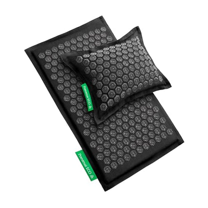 Pranamat Acupressure Large Mat and Pillow Set, Premium Acupressure Therapy for Pain Relief and Relaxation, Handcrafted in Europe with Sustainable and Natural Materials (Obsidian) - color: Obsidian