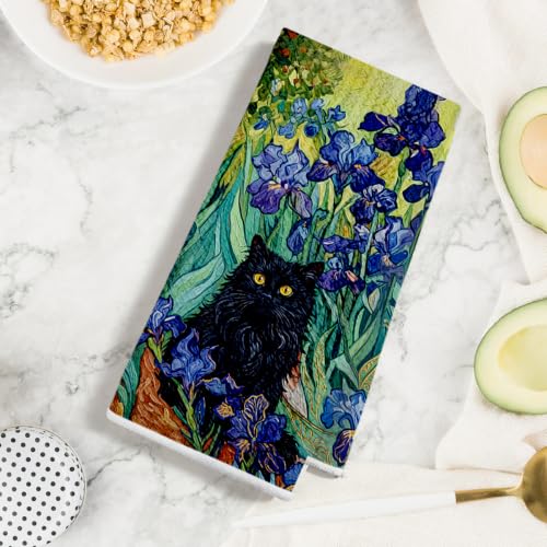 Jztco 4 Pcs Cute Cat Kitchen Towels, Floral Cats Absorbent Hand Tea Towel - color: Multi 1560