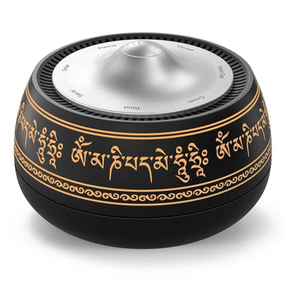 Portable Electronic Tibetan Singing Bowl, 8 Chakra Modes with 8 Chakra Cycle Play Mode, Auto/Manual Mode, Vibration & Built-in Timer, USB-C Rechargeable Meditation Device for Yoga, Reiki, Relaxation - color: Black Gold Chakra