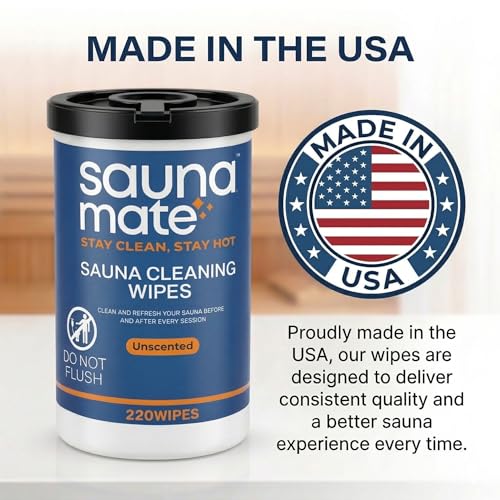 Sauna Cleaning Wipes, 220 Count, Unscented Disposable Sauna Wipes, Cleans Sweat, Oil & Grime Between Uses, For Sauna Benches & Backrests, Home, Gym & Commercial Use