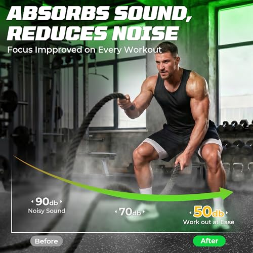 PRAISUN 0.56" Rubber Top Gym Flooring, Heavy Duty Gym Mats for Home Gym | Non-Slip Interlocking Workout Mat, 24 x 24in Large Gym Floor Mat, Protect Floors from Equipment, 144 Sq Ft, Black/Grey - size: 36 Tiles (144 Sq Ft)