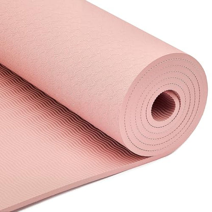 Amazon Basics 1/4 Inch Thick TPE Exercise Yoga Mat with Carrying Strap - color: Rose