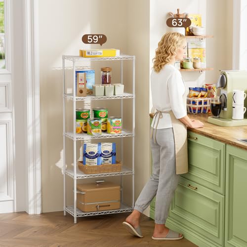 Golpart 5Tier Adjustable Storage Shelves Metal Wire Shelving Standing Shelf - color: White, size: 5-tier-12"Dx22"Wx59"H