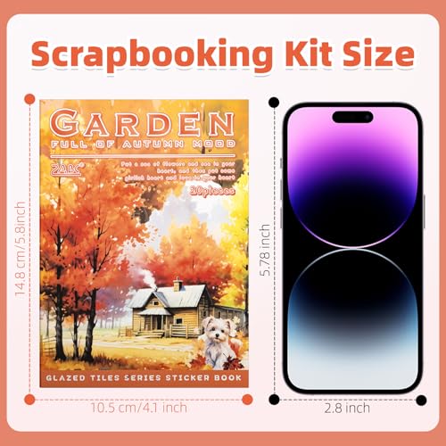 Autumn Filled The Garden Sticker Scrapbooking Supplies for Junk Journal, 20 Sheets PET Stickers - Vintage Journaling Stickers, Ephemera Sticker Book Pre Cut(TZ-009-003) - style: Autumn Filled The Garden