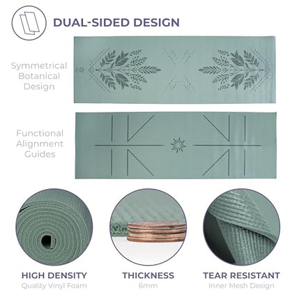 Ascend 6mm Thick Yoga Mat, 72x24in - color: Sage Haven - Printed