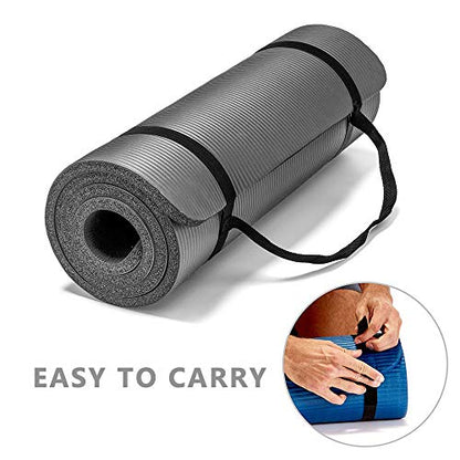 LOKATSE Home All Purpose Thick Yoga Mat with Carrying Strap High Density - color: Gray
