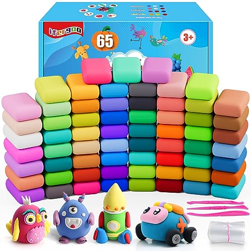 ifergoo Air Dry Clay, 65 Colors Magic Foam DIY Molding Clay for Slime | DIY Molding Toys with Sculpting Tools, Ultra Light & Soft, DIY Crafts School Projects, Gifts for Ages 3-12 Boys & Girls Kids - color: 65 Colors