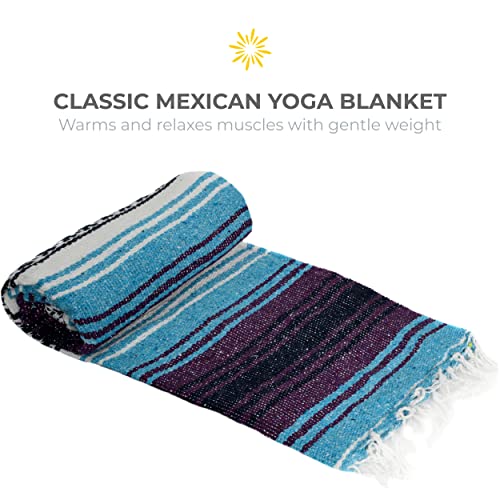 6 Piece Restorative Yoga Kit | Includes 1 Yoga Bolster (24"x12"x6"), 2 Blocks (4"x6"x 9"), 1 6ft D-Ring Strap, 1 Mexican Blanket, 1 Unscented Eye Pillow - color: Black