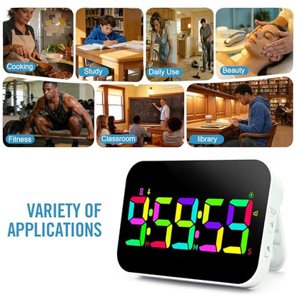 Kitchen Digital RGB Timer, Count Down Up, Rechargeable, Vibration Mode Adjustable Volume and Brightness LED Display, Time Management Cook - color: Rgb-sport
