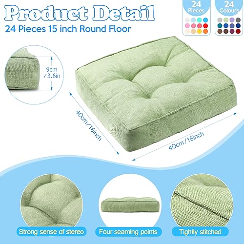 Fumete 24 Pcs Square Floor Pillows for Kids and Adult 16''x16'' Flexible Seating Floor Cushion for Classroom Multicolor Meditation Cushions for Home Daycare Preschool Yoga Meditation (Assorted Color) - color: Assorted Color