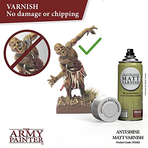 The Army Painter Anti Shine Matt Varnish for Miniature Painting - Acrylic after Quickshade Protector Spray Varnish for Miniatures, 400ml - color: Matt Varnish