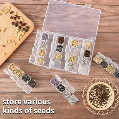 Diamond Painting Storage Boxes 6 Pack 28 Grid 168 Slots Bead Organizer | Clear Plastic, Divided Compartments, for Diamond Art Beads Jewelry and Craft Supplies, Portable Project Storage - size: 6pcs