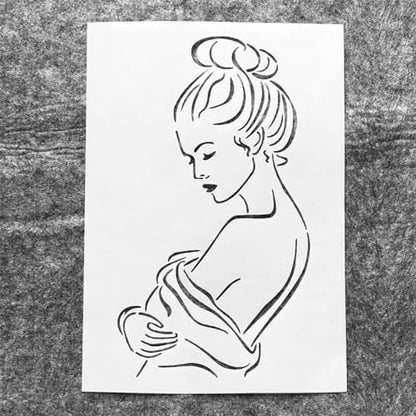 TIAMECH A4 Reusable Woman Profile View Stencil for Painting | Bun Hair Layering Template, DIY Wall Art, Wood Furniture, Scrapbook & Crafts (8.3x11.7inch) - style: Woman Profile View