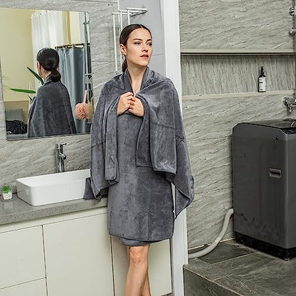 JML Microfiber Bath Towel with Hanging Loop, 2 Pack, 30" x 60", Grey - color: - Grey, size: 2 Pack (30 in x 60 in)