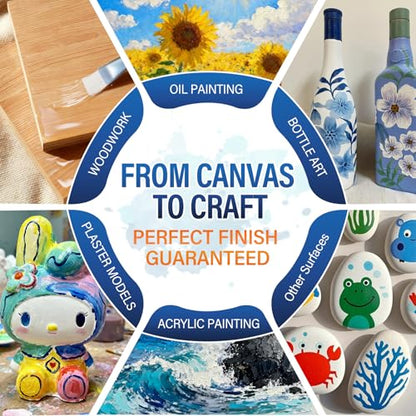 High Gloss Varnish for Acrylic Painting, Artist's Acrylic Varnish, Non-Yellowing, UV Resistant, Final Protective Coating for Canvas Art, Suitable for Pro Artists, Hobby Painter-5OZ/150ML