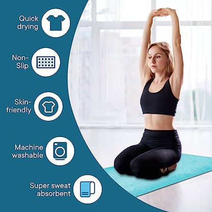 Yoga Towels, Non Slip Hot Yoga Mat Towel with Grip Dots,Super-Absorbent Soft Microfiber Yoga Blanket for Pilates, Fitness and Workout 72inch x 24inch - color: Light Blue