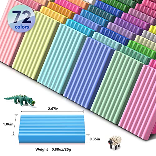 Aestd-ST Polymer Clay Kit 72 Colors, Oven Bake Modeling Clay for Kids | DIY Starter Kit, 20 Sculpting Tools & Accessory, Easy to Shape, Non-Sticky, Colorful, Storage Box, Gift for Kids & Artists - color: 72 Colors B