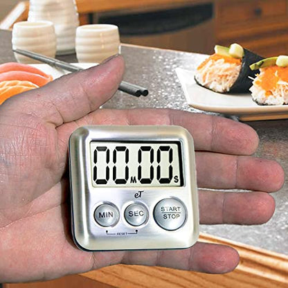 Elegant Digital Kitchen Timer Stainless Steel - Loud Alarm - Model Silver - color: Silver