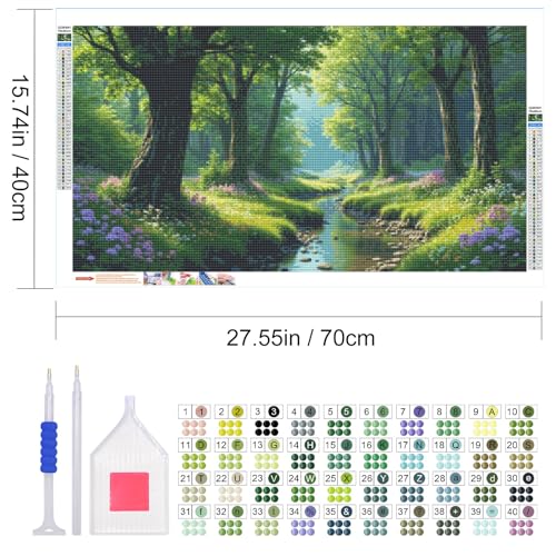 JOOZ Large Diamond Painting Kits for Adults DIY 5D Forest Diamond Art Kits for Adults Full Drill Landscape Diamond Painting Tree Gem Art Kits for Gift Home Wall Decor 27.5x15.7 Inch - color: Forest 041