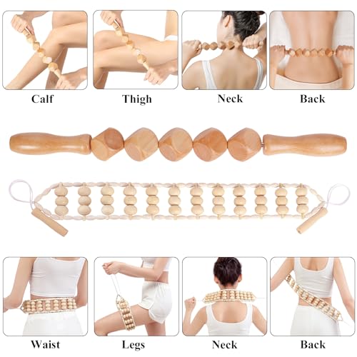 Xokocli 7-in-1 Wood Therapy Massage Tools Lymphatic Drainage Massager for Muscle Pain Relief | Maderoterapia Kit Body Sculpting Tools for Anti-Cellulite, Body Shaping - color: 7pcs