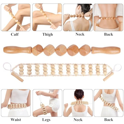 Xokocli 7-in-1 Wood Therapy Massage Tools Lymphatic Drainage Massager for Muscle Pain Relief | Maderoterapia Kit Body Sculpting Tools for Anti-Cellulite, Body Shaping - color: 7pcs
