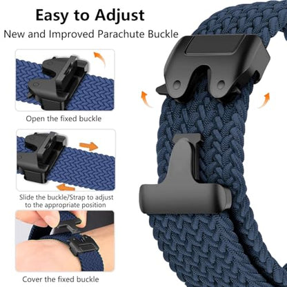 Nylon Braided band Compatible with Samsung Galaxy Watch 8/9 40mm 44mm - color: Dark Blue