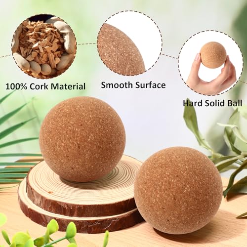 Seenelling 20 Pcs Cork Massage Ball 2.5 Inch Solid Hard Myofascial Release Yoga Ball for Back Foot Neck Pain Therapy Portable Tissue Muscle Release Tool for Home Office Travel - size: 2.5 Inch