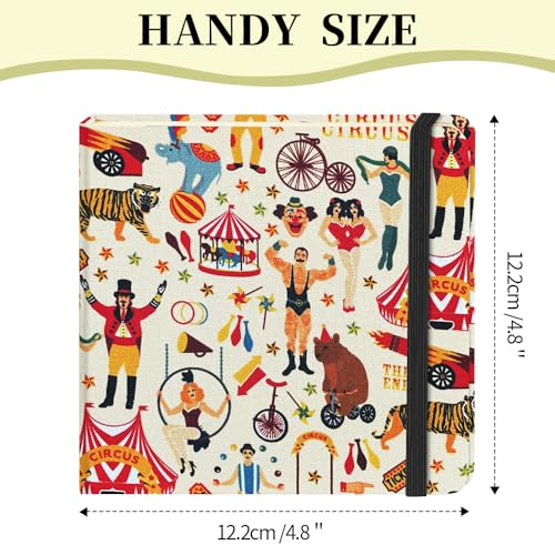 5x5" Pocket Sketch Book,80gsm Hardcover Art Sketchbook for Drawing Journal | Cloth Cover,80gsm Blank Paper,96Sheets,Lay-Flat,Portable Travel Creation Paint Diary Memo Planner,Dry Media.Circus Troup - color: Cloth Cover-4.8x4.8in-Circus Troup