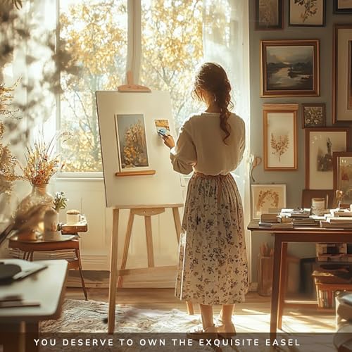 Adjustable Pine Wooden Painting Easel, Art Easel for Display | A-Frame Nature Easel Hold up to 43'' Painting Canvas for Wedding Sign and Poster, Drawing for Adults, Begginners and Students - color: Nature