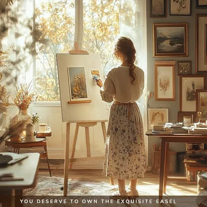 Adjustable Pine Wooden Painting Easel, Art Easel for Display | A-Frame Nature Easel Hold up to 43'' Painting Canvas for Wedding Sign and Poster, Drawing for Adults, Begginners and Students - color: Nature