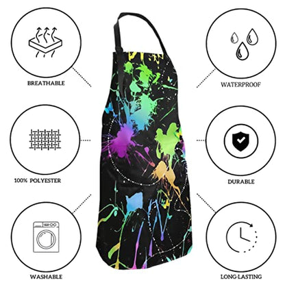 Giwawa Unisex Adult Apron Waterproof Stain Resistant Kitchen Cooking Apron with 2 Pockets for BBQ Grill Painting - color: Black Oil Paint