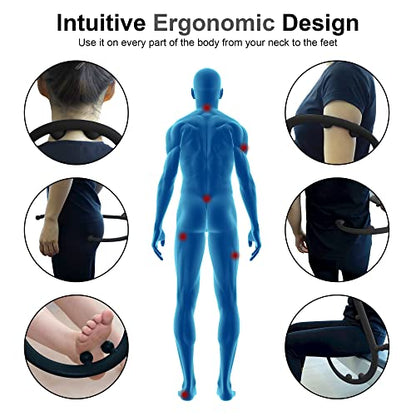 Shrdaepe Massage Trigger Point Cane, Muscle Release Tool Self Massage Hook Cane, Handheld Back, Neck, Shoulder, Leg and Feet Massager Rod, Body Deep Tissue Gifts for Men & Women, Black - color: Black
