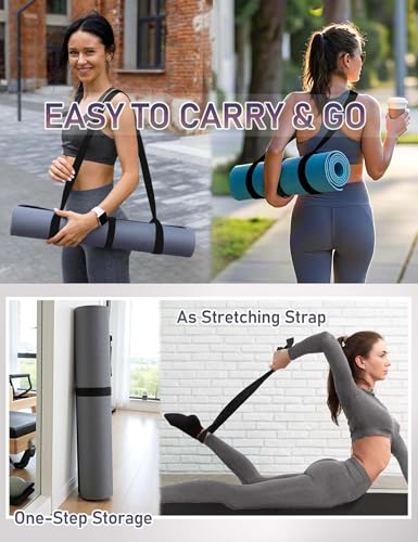 Yoga Mat Carrier Strap - Adjustable Thick and Wide Strap for Carrying Mat or Stretching - color: Black