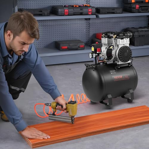 VEVOR Air Compressor, 10 Gallon Steel Tank, 2HP 5.3 CFM@90 PSI Oil Free Air Compressor & Max. 125PSI Pressure, 78dB Ultra Quiet Portable Compressor, for Auto Repair, Tire Inflation, Spray Painting - size: 10 Gallon
