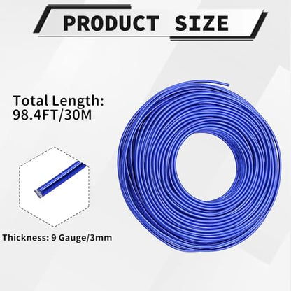 9 Gauge Aluminum Craft Wire, 100 Feet 3mm Bendable Metal Wire for Jewelry Making, Sculpting and Floral Design, Soft Armature Wire for DIY Crafts (Royal Blue) - size: 9 Gauge(3mm), style: Royal Blue