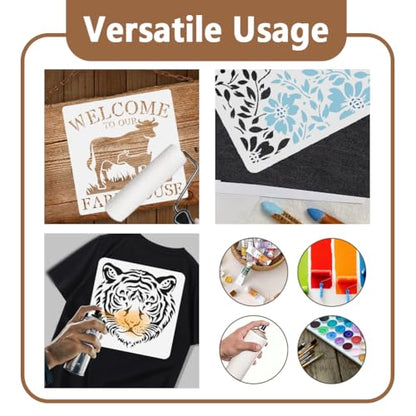 9Pcs Koi Fish Stencils, Animals Reusable Painting Templates | Multi-Size Plastic Craft Stencils, Koi Fish Wall Stencils, DIY Home Decor Templates for Wall Floor Fabric Furniture Glass - style: Koi Fish