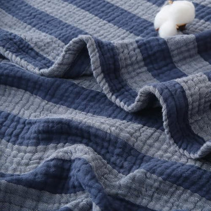 EMME Cotton Muslin Blanket Couch 4-Layer Breathable Gauze Soft Lightweight Bed Blankets Adults Dark Navy Twin XL (66" x 90") - color: Dark Navy, size: Twin XL (66" x 90")