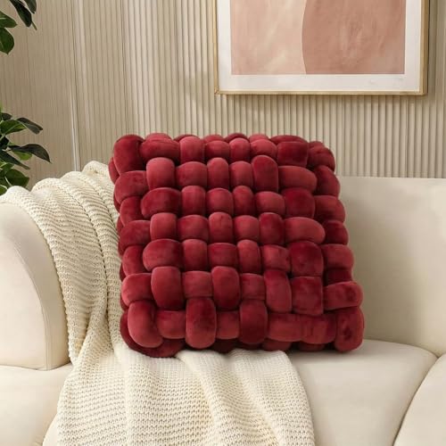Knot Throw Pillows Square Burgundy 13" | Soft Accent Pillows, Decoration Cushion, For Couch Home Office Living Room Bedroom Bed Sofa - color: Burgundy, size: 13"×13"