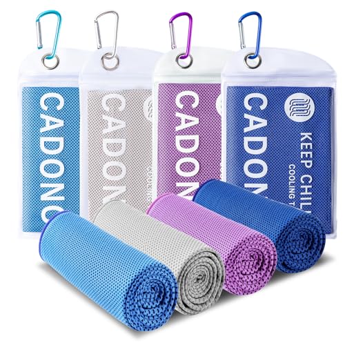 4팩 쿨링 타월 (101.6cm x 30.5cm(40 x 12인치)), 부드럽고 통기성이 좋은 차가운 타월, 아이스 타월 - color: 라이트 블루/그레이/퍼플/딥 블루