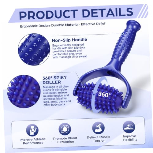 Lightweight Muscle Massager Roller Stick for Neck and Back Relief, Blue Abs PVC Handheld Massage Stick for Yoga Enthusiasts and Sedentary Individuals to Reduce Tension